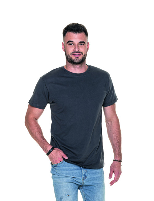 Promostars SLIM LIGHT KOSZULKA Męska SZARY nadruk haft sitodruk logo