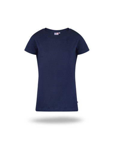 CRIMSON CUT LADIES` SLIM Damen-T-SHIRT HELL MARINEBLAU DTG-Sticklogo