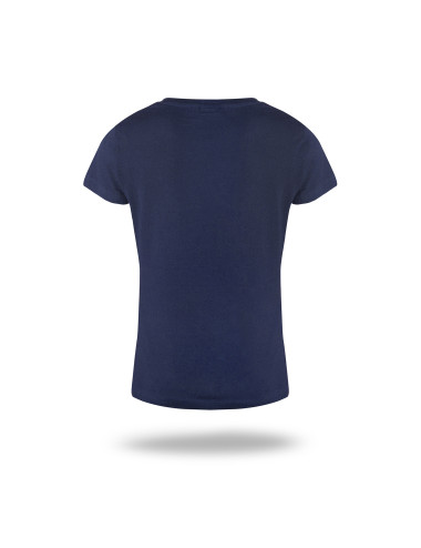 CRIMSON CUT LADIES` SLIM Damen-T-SHIRT HELL MARINEBLAU DTG-Sticklogo