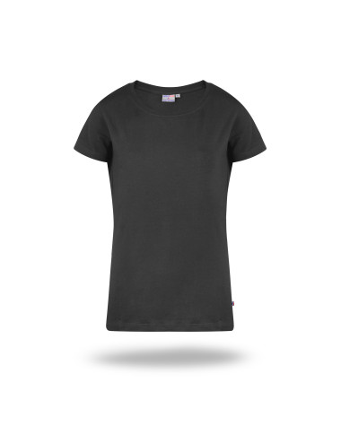 CRIMSON CUT LADIES` SLIM T-SHIRT Women`s LIGHT BLACK printed logo embroidery