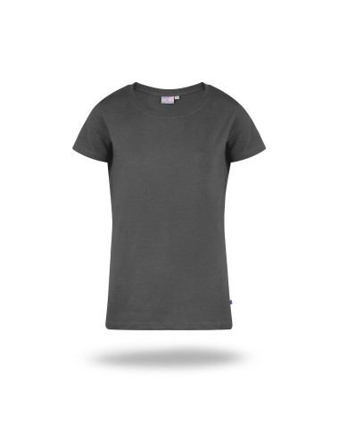 CRIMSON CUT LADIES` SLIM Damen-T-SHIRT HELLGRAU mit aufgesticktem Logo