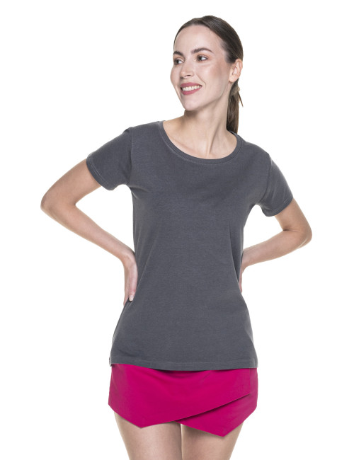 CRIMSON CUT LADIES` SLIM Damen-T-SHIRT HELLGRAU mit aufgesticktem Logo