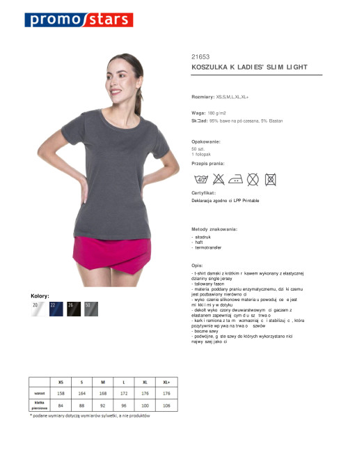 CRIMSON CUT LADIES` SLIM Damen-T-SHIRT HELLGRAU mit aufgesticktem Logo