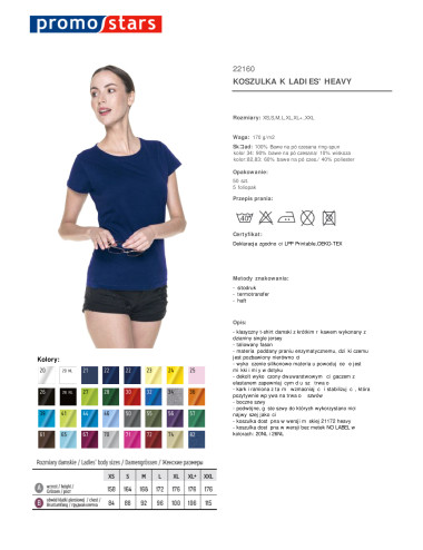 Ladies` heavy t-shirt for women navy Promostars