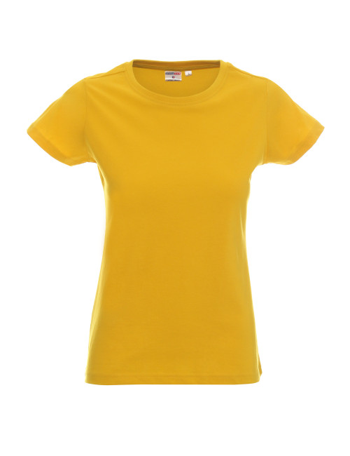 Promostars LADIES` HEAVY Damen T-Shirt GELB mit Stickerei und Siebdruck