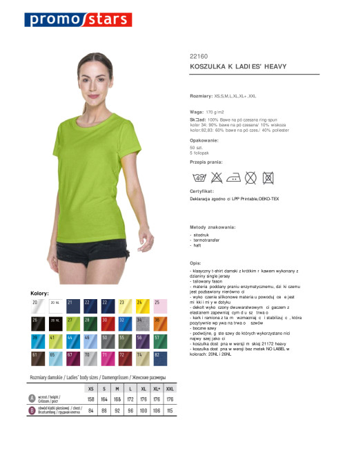 Promostars LADIES` HEAVY Damen-T-SHIRT HELLGRÜN DTG-Logodruck