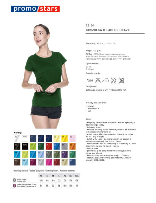 Promostars LADIES` HEAVY T-SHIRT Women BOTTLE GREEN logo print