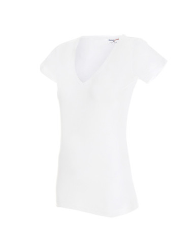 Ladies` v-neck t-shirt white Promostars