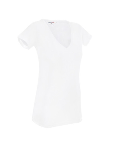 Ladies` v-neck t-shirt white Promostars