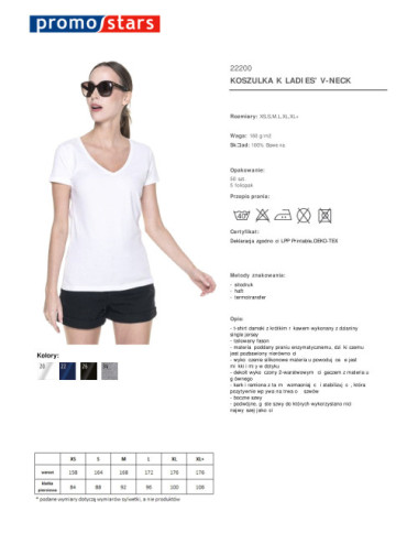 Damen-T-Shirt mit V-Ausschnitt, weiß, Promostars