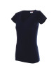 Promostars LADIES` V-AUSSCHNITT Damen-T-Shirt in Marineblau mit aufgesticktem Logo und Siebdruck