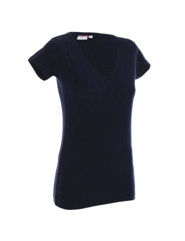 Damen-T-Shirt mit V-Ausschnitt, marineblau von Promostars
