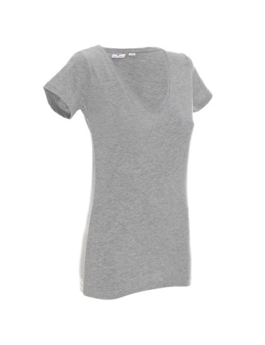 Ladies` v-neck t-shirt light gray melange Promostars