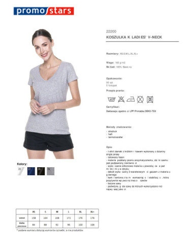 Damen-T-Shirt mit V-Ausschnitt in Hellgrau-Melange von Promostars