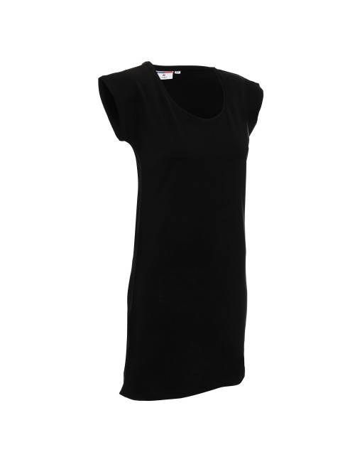 CRIMSON CUT LONGER T-SHIRT Women`s BLACK embroidery screen print logo