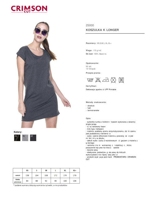 CRIMSON CUT LONGER KOSZULKA Damska CIEMNY SZARY MELANŻ nadruk logo haf