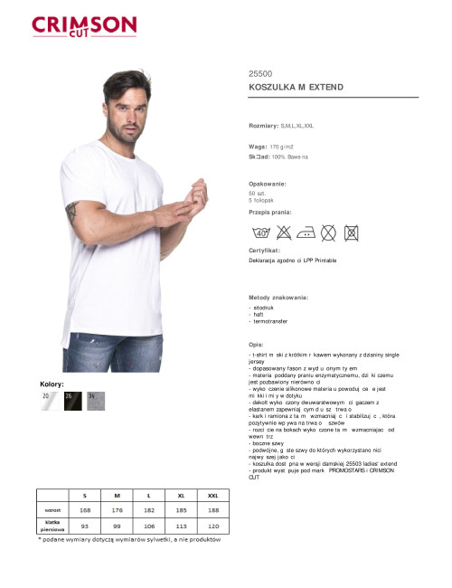 CRIMSON CUT EXTEND Herren-T-Shirt weiß, DTG-Druck, Stickerei, Siebdruck-Logo