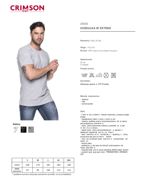 CRIMSON CUT EXTEND HERREN-T-SHIRT HELLGRAU MELANGE mit aufgesticktem Logo