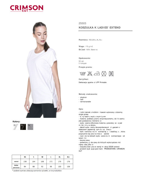 CRIMSON CUT LADIES` EXTEND Damen-T-Shirt in Weiß mit Stickerei und Siebdruck