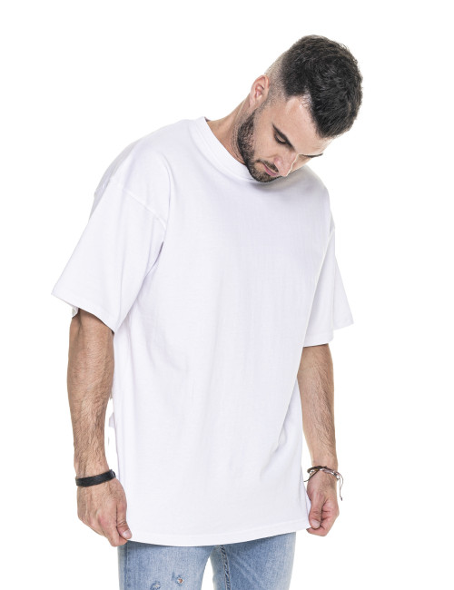 Purpurrot geschnittenes Herren-T-Shirt EXTREME WHITE mit gesticktem Logo DTF DTG-Aufdruck