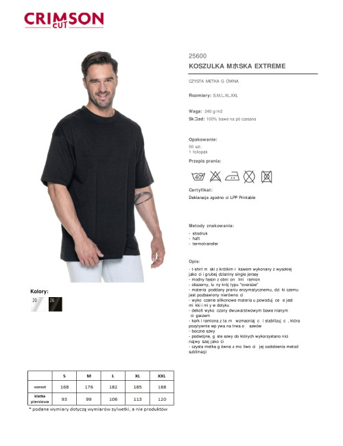 Crimson cut men`s t-shirt EXTREME BLACK under the logo for companies, print