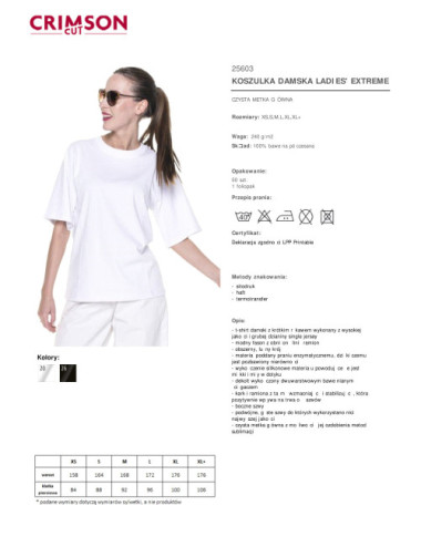 Women`s t-shirt ladies` extreme white Crimson Cut