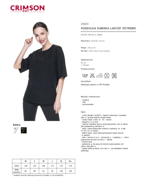 Purpurrot geschnittenes LADIES` EXTREME BLACK Damen-T-Shirt mit Logo-Stickerei