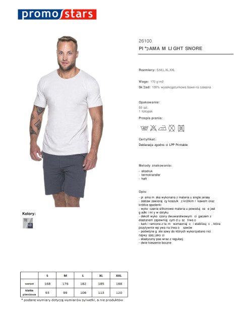 Leichter Schnarchpyjama für Herren Hellgrau/Mittelgrau Promostars