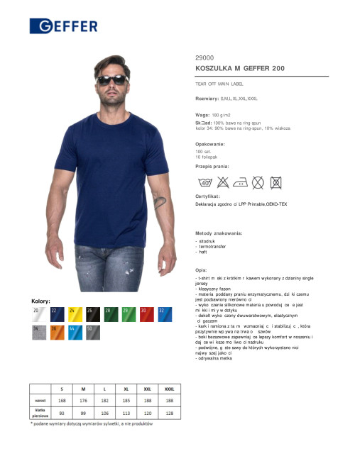 GEFFER Herren-T-Shirt 200 Marineblau mit Aufdruck, Stickerei, Siebdruck, Logo für Unternehmen