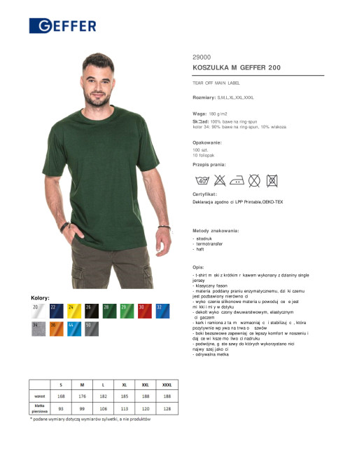 Herren T-Shirt 200 flaschengrün Geffer
