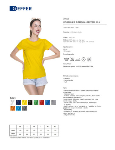 Koszulka damska 205 żółty Geffer