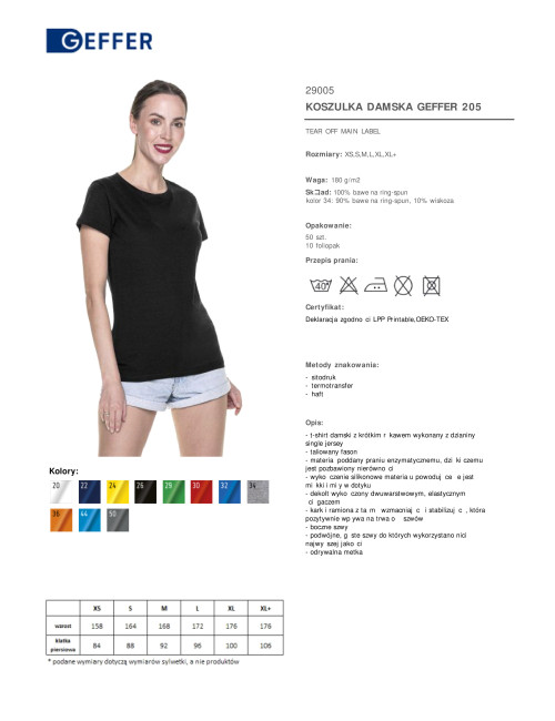 GEFFER DAMEN-T-SHIRT 205 SCHWARZ Stickerei, Siebdruck, Firmenlogo-Druck
