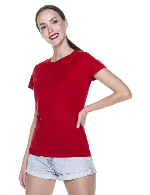 GEFFER DAMEN-T-SHIRT 205 ROT, Aufdruck, Stickerei, Siebdruck, Firmenlogo