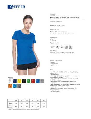Damen T-Shirt 205 kornblumenblau Geffer