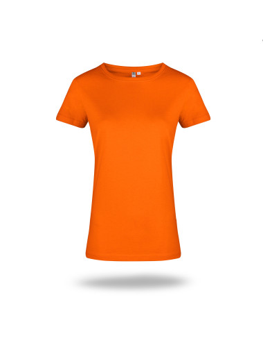 GEFFER DAMEN-T-SHIRT 205 ORANGE, Logo-Druck, Siebdruck-Stickerei
