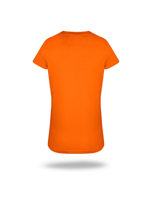 GEFFER DAMEN-T-SHIRT 205 ORANGE, Logo-Druck, Siebdruck-Stickerei