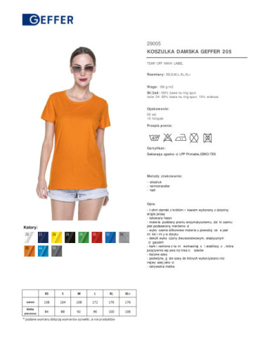 Koszulka damska 205 pomarańczowy Geffer
