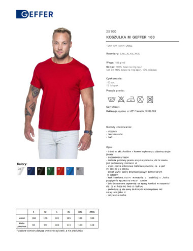 T-shirt men 100 red Geffer