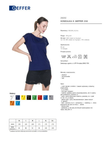 Damen T-Shirt 250 marineblau Geffer