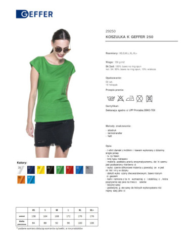 Koszulka damska 250 zielony wiosenny Geffer