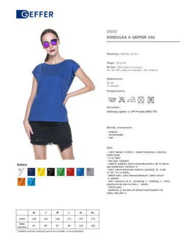 Damen T-Shirt 250 kornblumenblau Geffer