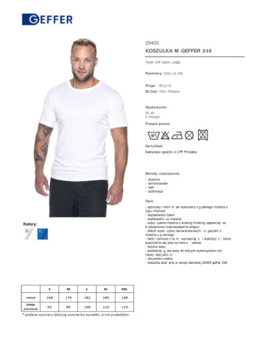 T-shirt men 240 white Geffer