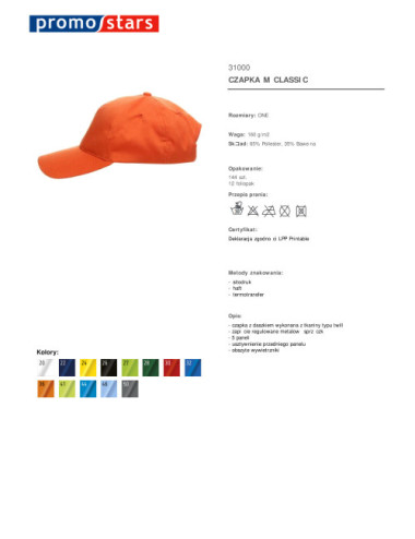 Klassische orangefarbene Baseballkappe von Promostars