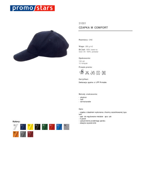 Five-panel Comfort cap perfect for embroidery and printing.