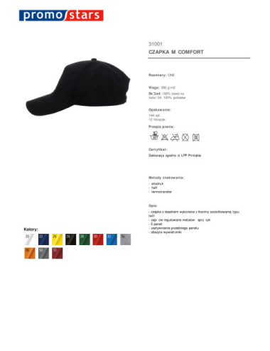 Men's comfort black hat Promostars