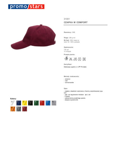 Men's comfort hat in burgundy by Promostars