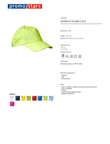 Promostars cap CLASSIC KID LIME with your own print
