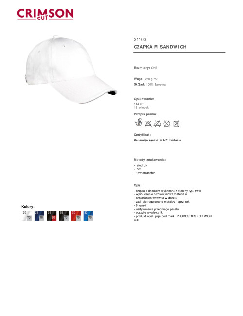 Herren-Sandwich-Cap weiß/hellgrau Promostars/Crimson CUT