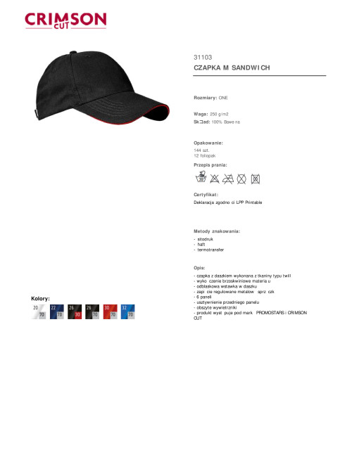 Herren-Sandwichkappe schwarz/rot Promostars/Crimson CUT