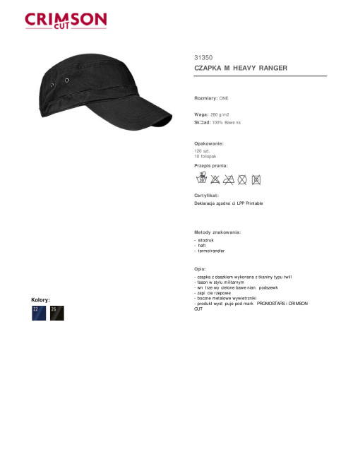 Schwerer Ranger-Hut für Herren, schwarz, Promostars/Crimson CUT